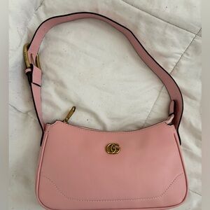 Light Pink Shoulder Bag with Gold Accents